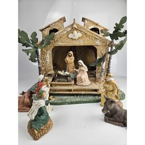 Vintage Mercuries Porcelain Christmas Nativity Scene Set Of 10 Handpainted w/Box